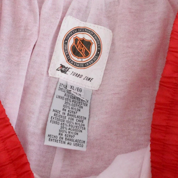 VTG 80S NHL Detroit Red Wings Cotton Lined String Waist Nylon Track Slush Pants - Picture 5 of 9